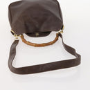 GUCCI Bamboo Hand Bag Leather 2way Brown Gold 001 3444 1638 Auth bs33606-7