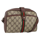 GUCCI GG Supreme Web Sherry Line Bag PVC Beige Gold 89 02 055 Auth bs33607-1