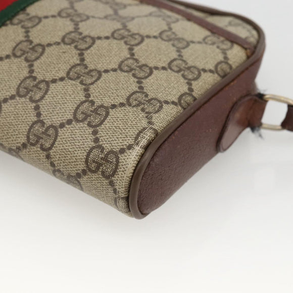 GUCCI GG Supreme Web Sherry Line Bag PVC Beige Gold 89 02 055 Auth bs33607