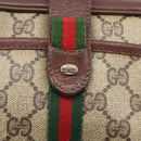 GUCCI GG Supreme Web Sherry Line Bag PVC Beige Gold 89 02 055 Auth bs33607-14