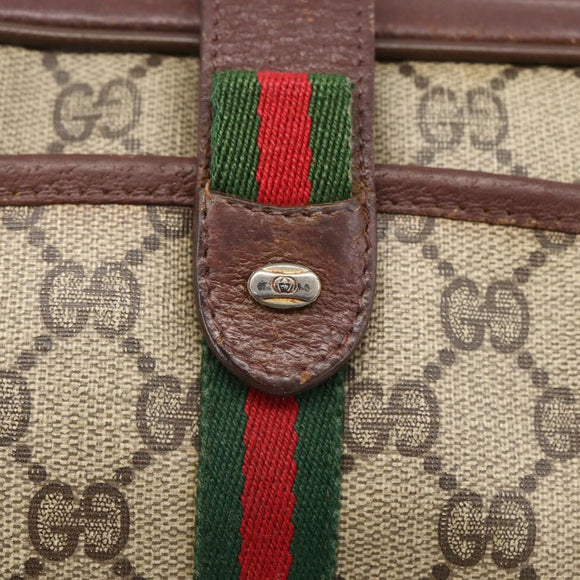 GUCCI GG Supreme Web Sherry Line Bag PVC Beige Gold 89 02 055 Auth bs33607