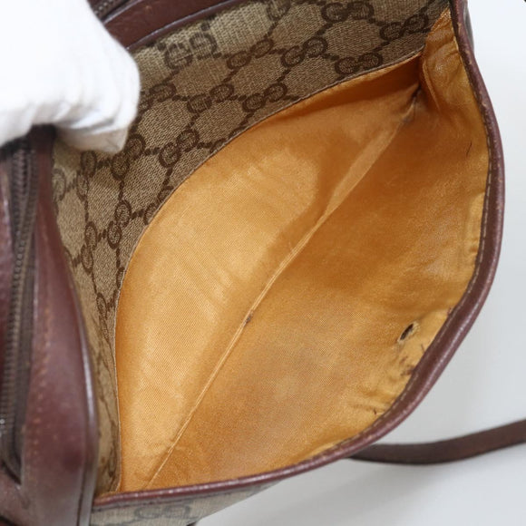 GUCCI GG Supreme Web Sherry Line Bag PVC Beige Gold 89 02 055 Auth bs33607
