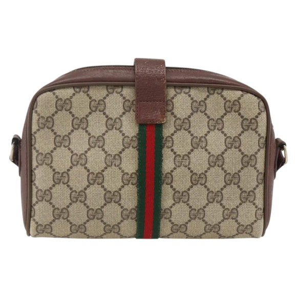 GUCCI GG Supreme Web Sherry Line Bag PVC Beige Gold 89 02 055 Auth bs33607