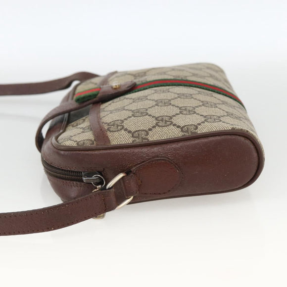 GUCCI GG Supreme Web Sherry Line Bag PVC Beige Gold 89 02 055 Auth bs33607