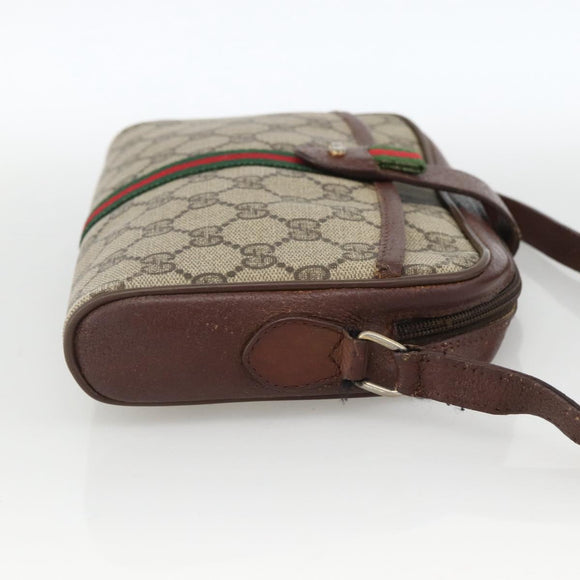 GUCCI GG Supreme Web Sherry Line Bag PVC Beige Gold 89 02 055 Auth bs33607