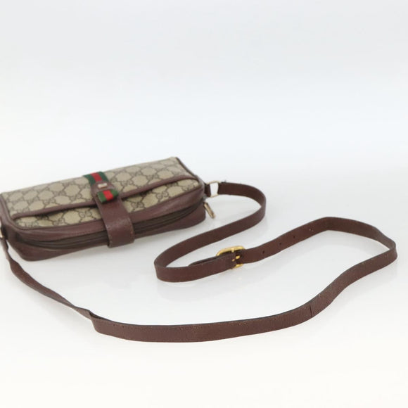 GUCCI GG Supreme Web Sherry Line Bag PVC Beige Gold 89 02 055 Auth bs33607