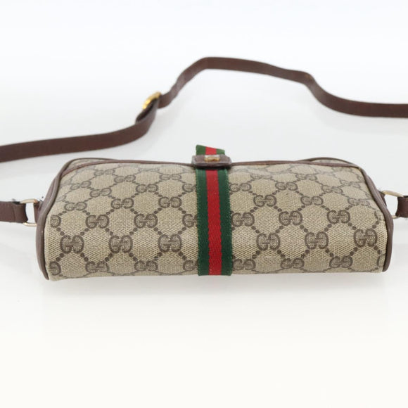 GUCCI GG Supreme Web Sherry Line Bag PVC Beige Gold 89 02 055 Auth bs33607