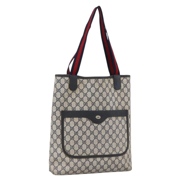 GUCCI GG Supreme Sherry Line Tote Bag PVC Navy Gold 120 02 003 Auth bs33609