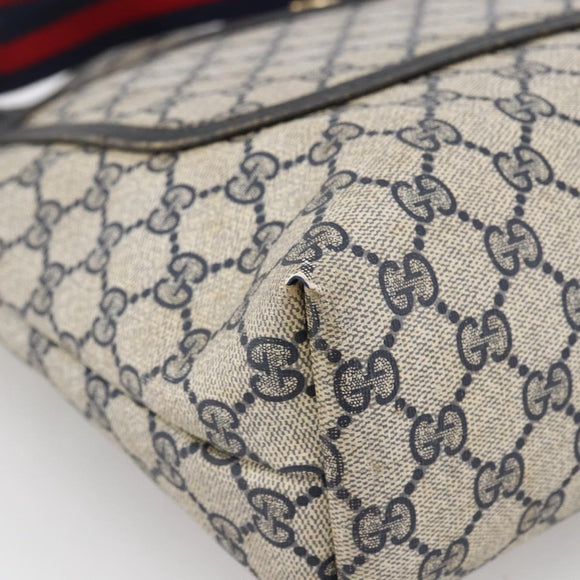 GUCCI GG Supreme Sherry Line Tote Bag PVC Navy Gold 120 02 003 Auth bs33609