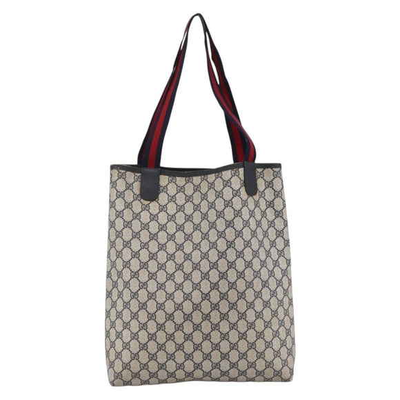 GUCCI GG Supreme Sherry Line Tote Bag PVC Navy Gold 120 02 003 Auth bs33609