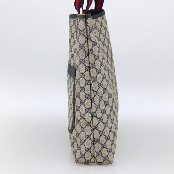 GUCCI GG Supreme Sherry Line Tote Bag PVC Navy Gold 120 02 003 Auth bs33609