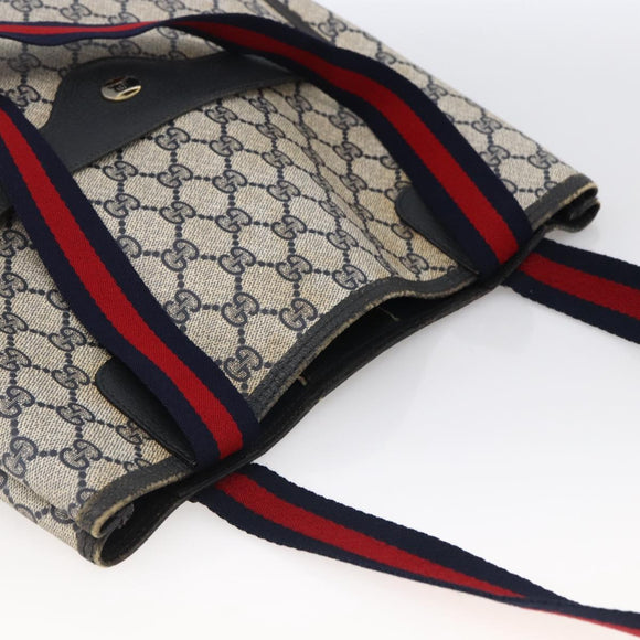 GUCCI GG Supreme Sherry Line Tote Bag PVC Navy Gold 120 02 003 Auth bs33609