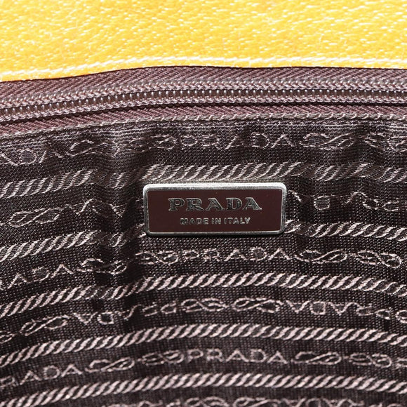 PRADA Hand Bag Canvas Beige Silver Auth bs33611