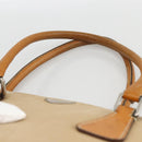 PRADA Hand Bag Canvas Beige Silver Auth bs33611-8