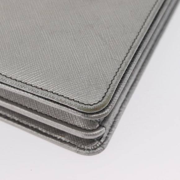PRADA Schoudertas met kettingband Saffiano leer Zilver Auth bs33612