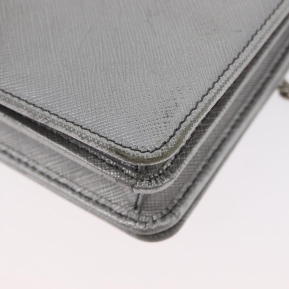 PRADA Schoudertas met kettingband Saffiano leer Zilver Auth bs33612