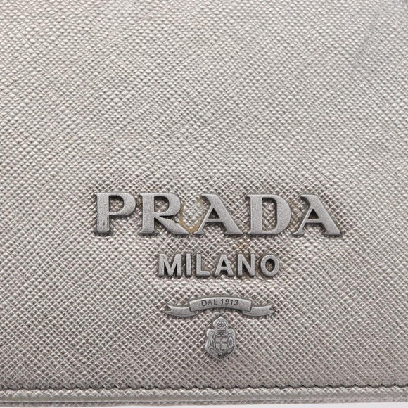 PRADA Schoudertas met kettingband Saffiano leer Zilver Auth bs33612