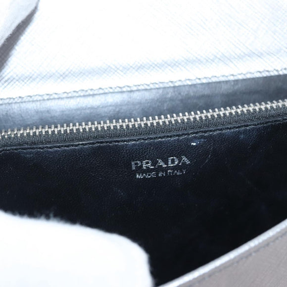 PRADA Schoudertas met kettingband Saffiano leer Zilver Auth bs33612