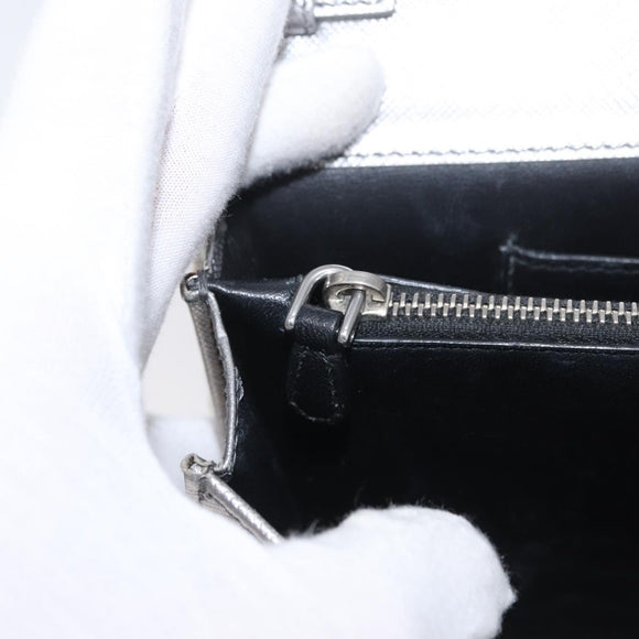 PRADA Schoudertas met kettingband Saffiano leer Zilver Auth bs33612
