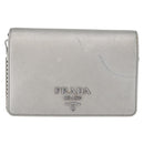 PRADA Schoudertas met kettingband Saffiano leer Zilver Auth bs33612-13