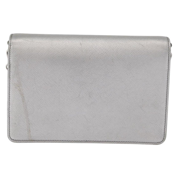 PRADA Schoudertas met kettingband Saffiano leer Zilver Auth bs33612
