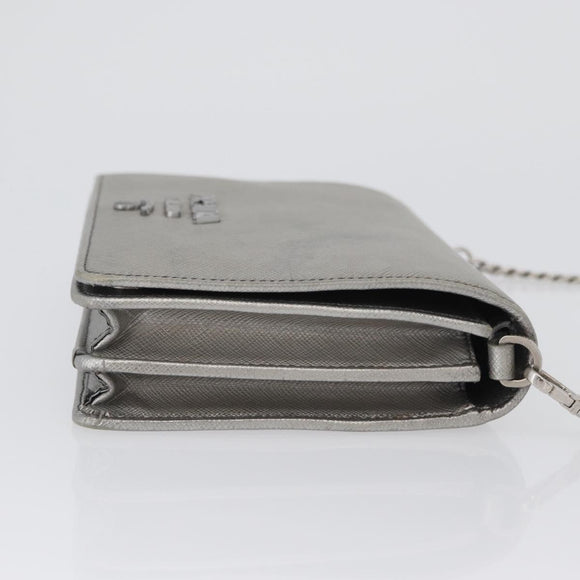 PRADA Schoudertas met kettingband Saffiano leer Zilver Auth bs33612