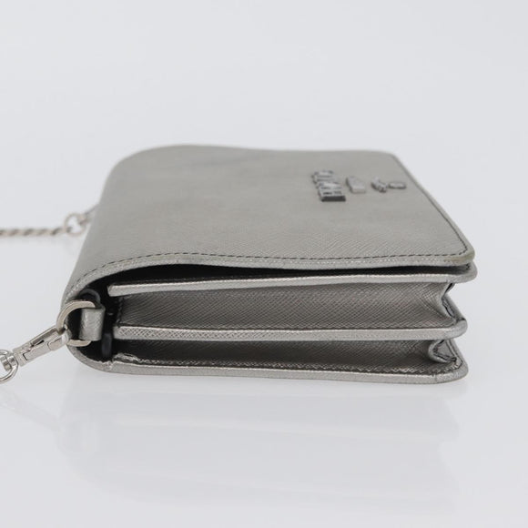 PRADA Schoudertas met kettingband Saffiano leer Zilver Auth bs33612