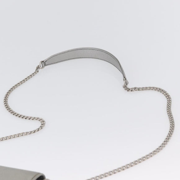 PRADA Schoudertas met kettingband Saffiano leer Zilver Auth bs33612