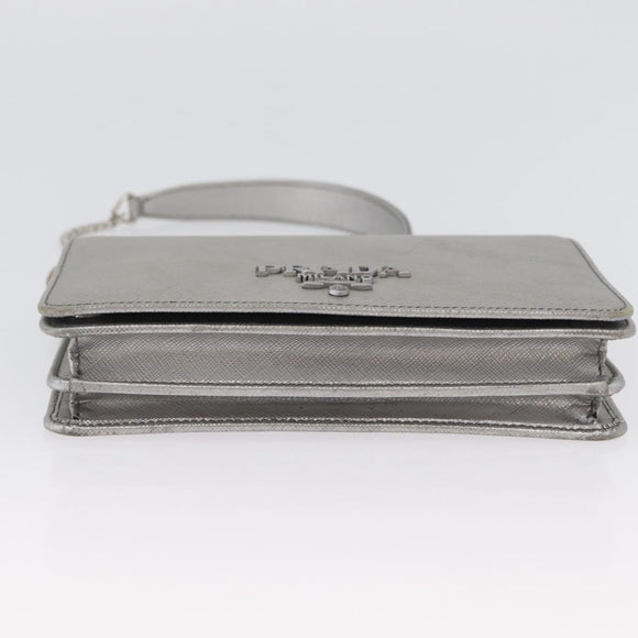 PRADA Schoudertas met kettingband Saffiano leer Zilver Auth bs33612