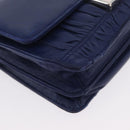 PRADA Umhängetasche Leder Blau Silber Auth bs33613-15