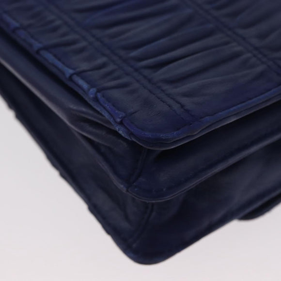 PRADA Umhängetasche Leder Blau Silber Auth bs33613