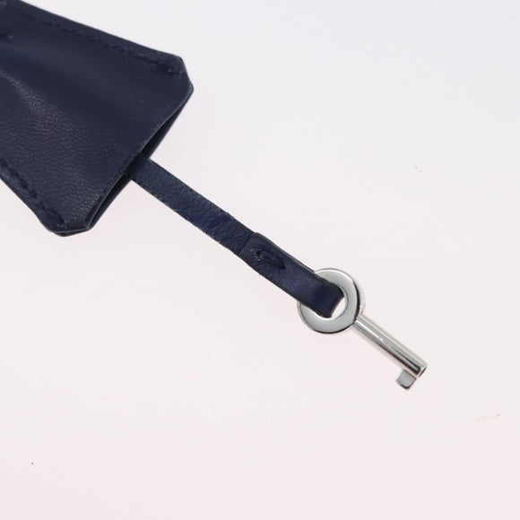 PRADA Umhängetasche Leder Blau Silber Auth bs33613