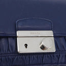 PRADA Umhängetasche Leder Blau Silber Auth bs33613-19
