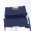 PRADA Umhängetasche Leder Blau Silber Auth bs33613-9