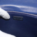PRADA Umhängetasche Leder Blau Silber Auth bs33613-20