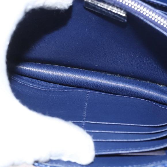 PRADA Umhängetasche Leder Blau Silber Auth bs33613