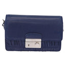 PRADA Umhängetasche Leder Blau Silber Auth bs33613-13