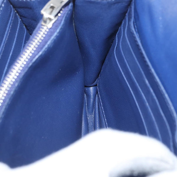 PRADA Umhängetasche Leder Blau Silber Auth bs33613