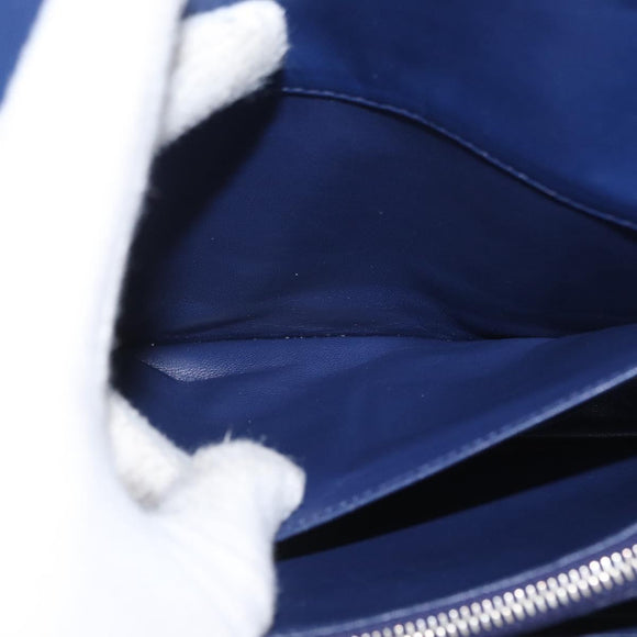 PRADA Umhängetasche Leder Blau Silber Auth bs33613