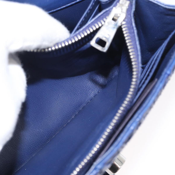 PRADA Umhängetasche Leder Blau Silber Auth bs33613