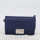 PRADA Umhängetasche Leder Blau Silber Auth bs33613-12