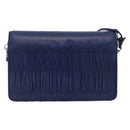 PRADA Umhängetasche Leder Blau Silber Auth bs33613-2