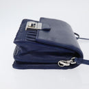 PRADA Umhängetasche Leder Blau Silber Auth bs33613-3