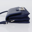 PRADA Umhängetasche Leder Blau Silber Auth bs33613-4
