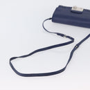 PRADA Umhängetasche Leder Blau Silber Auth bs33613-7