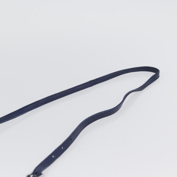 PRADA Umhängetasche Leder Blau Silber Auth bs33613