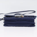 PRADA Umhängetasche Leder Blau Silber Auth bs33613-5
