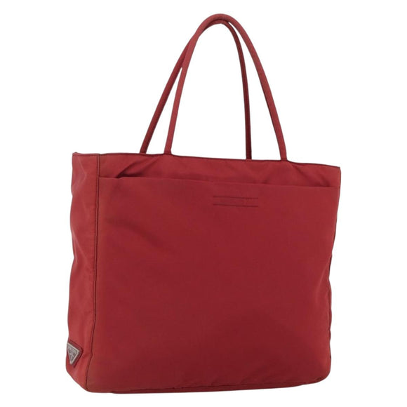 PRADA Hand Bag Nylon Red Silver Auth bs33614