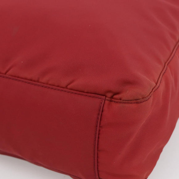 PRADA Hand Bag Nylon Red Silver Auth bs33614
