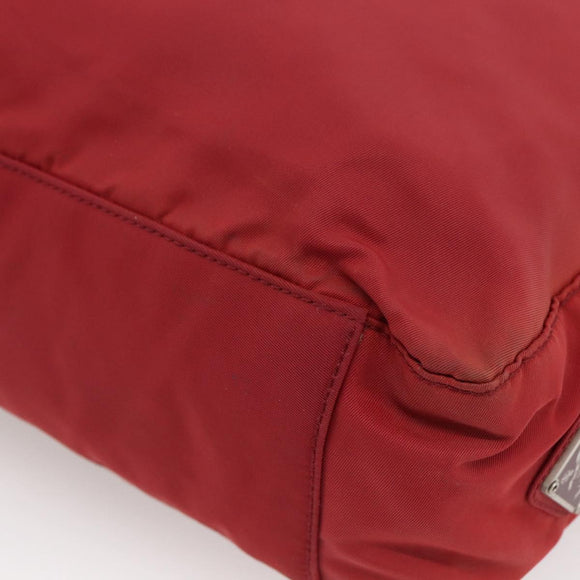 PRADA Hand Bag Nylon Red Silver Auth bs33614